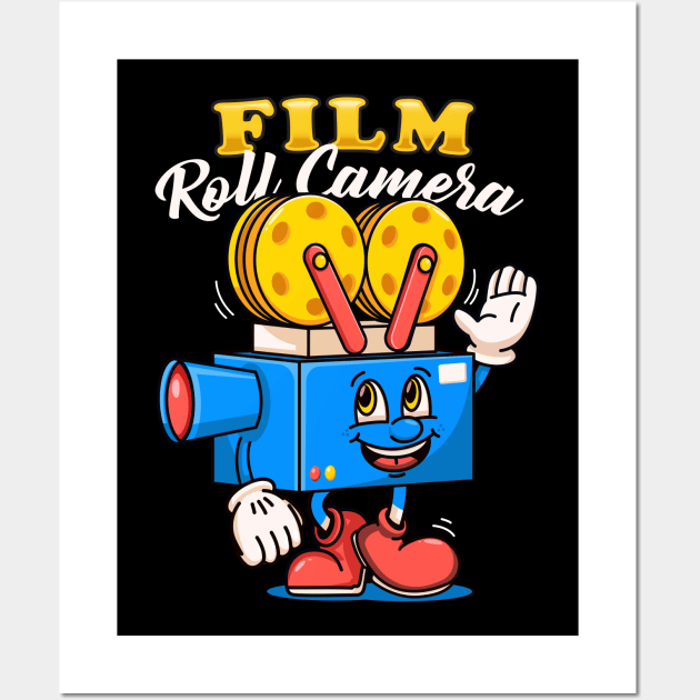 Film Roll Camera, cute character mascot film roll camera Wall Art by Vyndesign